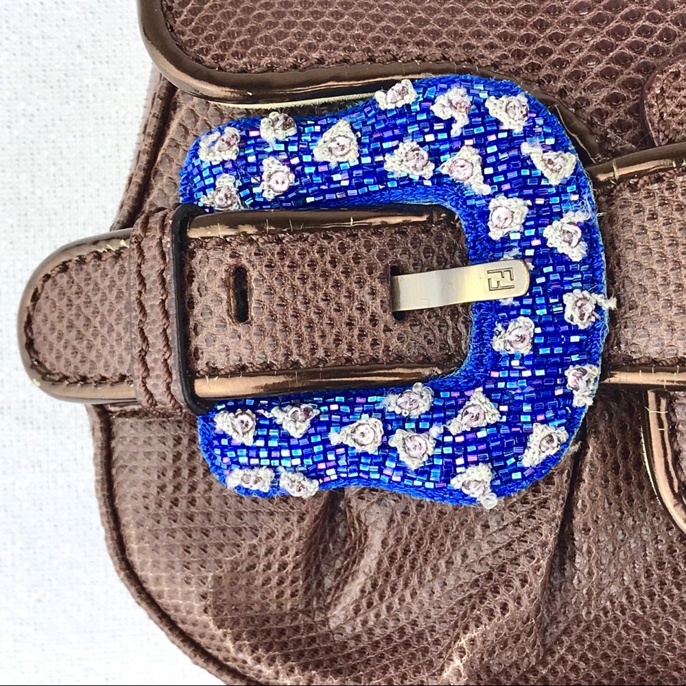 FENDI Brown Karung Blue Buckle Limited Edition Bag - Picture 4 of 8